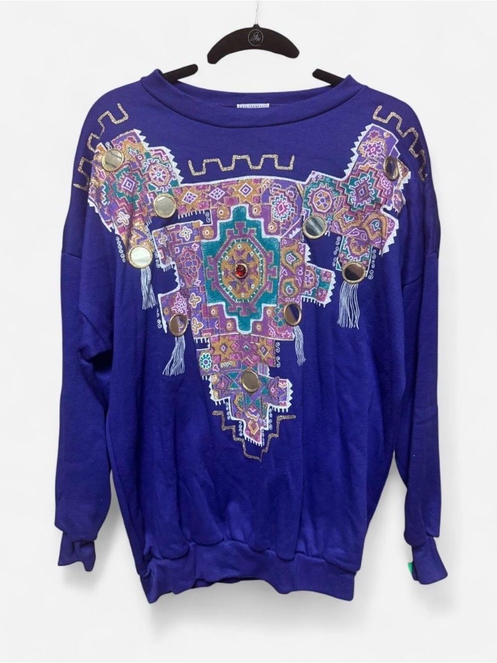 NWT Vintage Purple Sassy Sport Sweatshirt with Glitter Painted Geometric Pattern